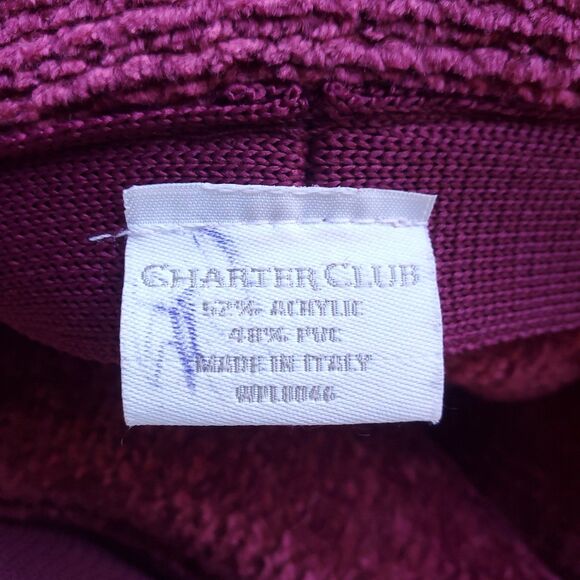 Vintage Charter Club Bucket Hat Chenille Raspberry Red Dark Rose 21.5 inch Band - Picture 2 of 9